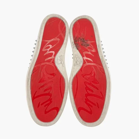 Christian Louboutin Sosoxy Spike Donna Sneakers Size 37 US 7 Mesh High Top White